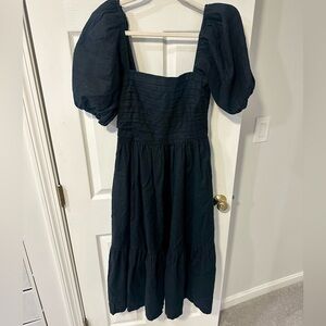 Black Puff-Sleeve Midi Dress - Abercrombie & Fitch Emerson Dress